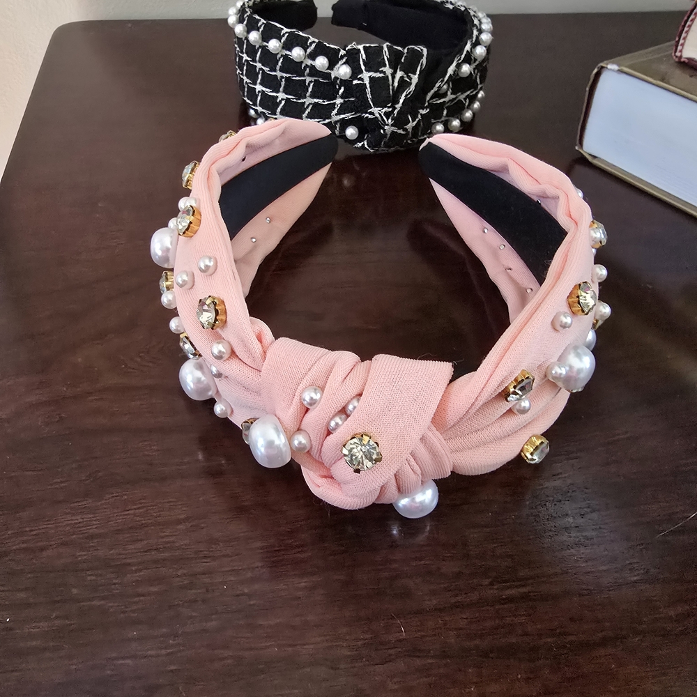 Elegant Pearl and Gemstone Headbands Set Of 2 - Picture 4 of 10